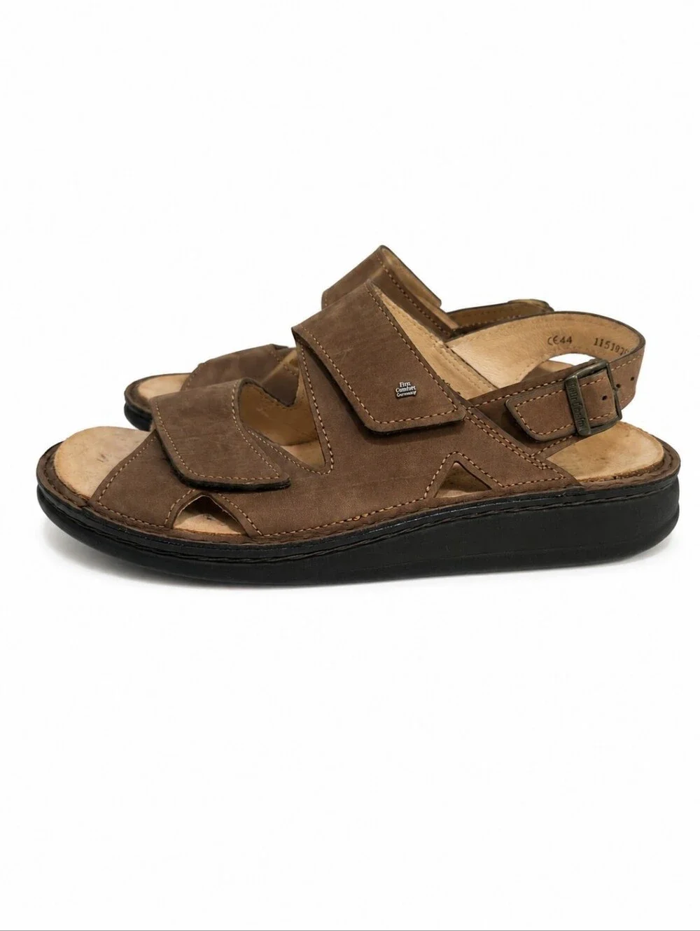 Finn Comfort Leather Comfort Sandals Brown Hook Loop Slingback Germany EU 44